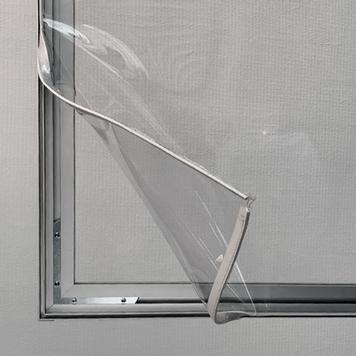Aluminijasta predelna stena z raztegljivim okvirjem in prozornim transparentom